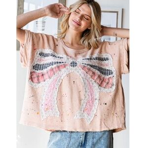 Oli & Hali Pink Bow Graphic Top